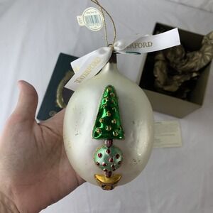 Waterford Holiday Heirlooms Ornament Holiday Topiary Tree Egg W/Tag and Box EUC